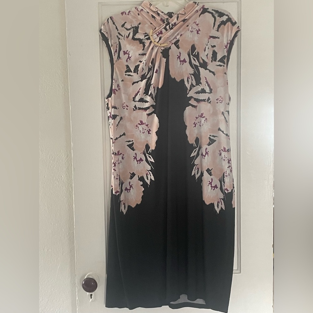 2/$30 Calvin Klein Black and Pink Floral Dress Plus Size 1X